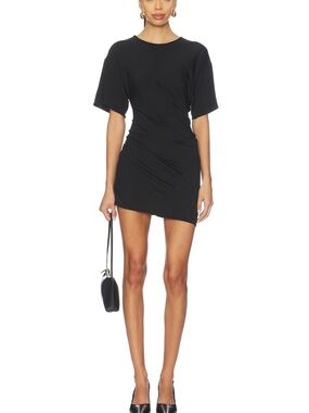 Eaves Black Ruched Short Sleeve Mini Dress